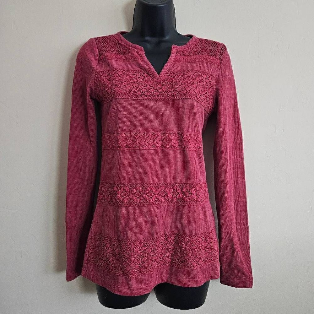 Lucky Brand Waffle Knit Lace Top